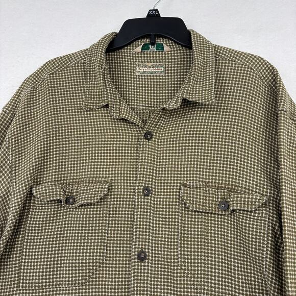 Royal Robbins Shirt Size XXL Olive Green Textured Button Down Cotton Long Sleeve - Picture 3 of 11